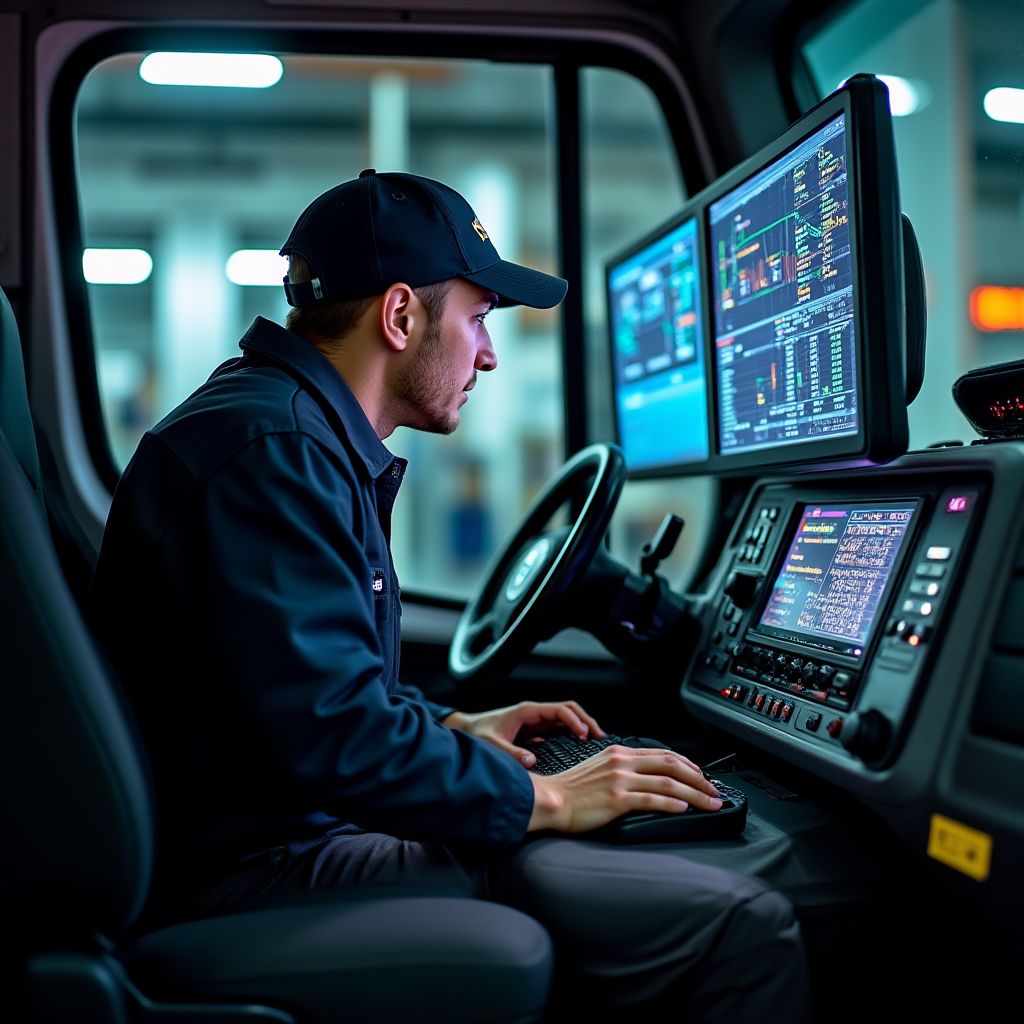 Técnicos realizando diagnóstico electrónico
